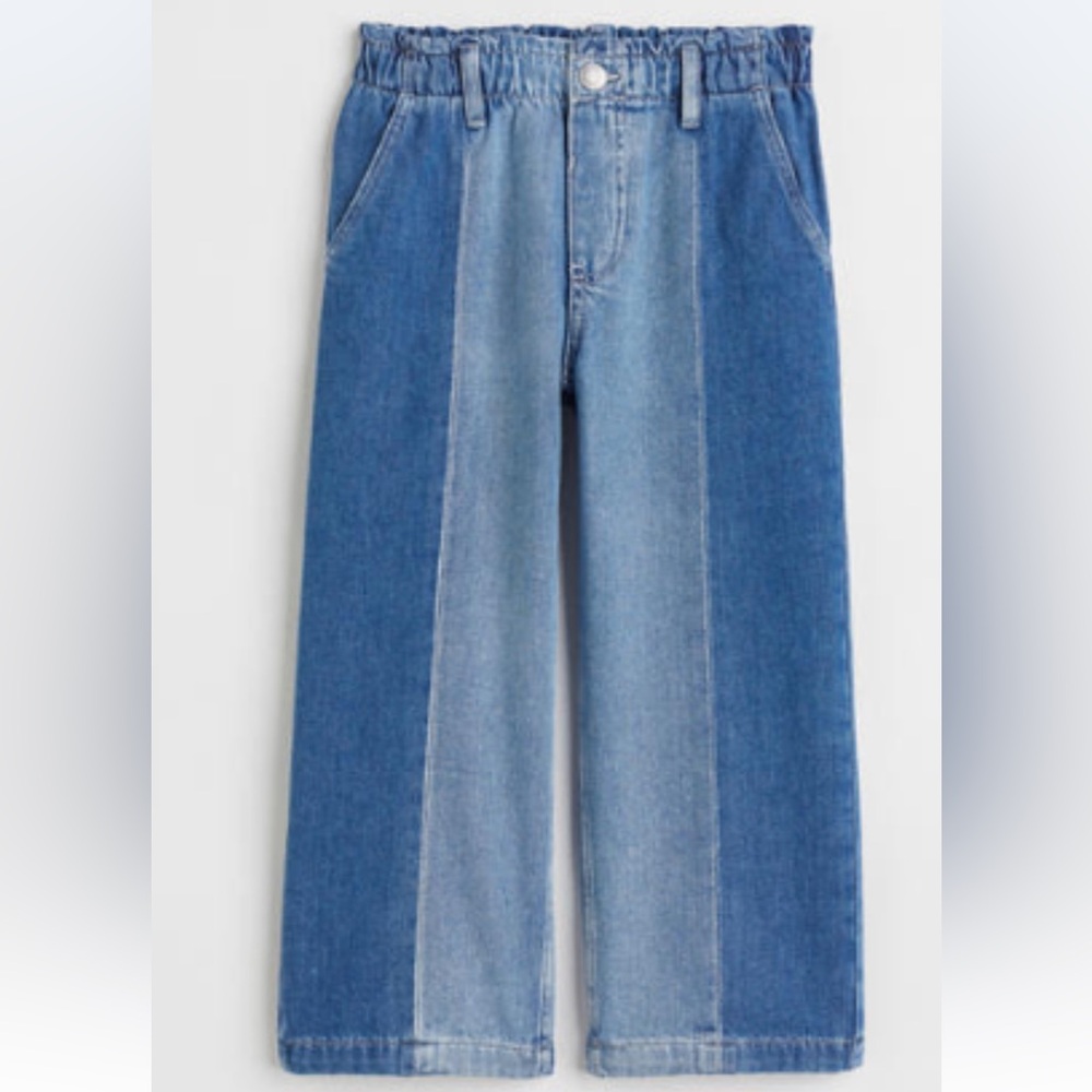 H&M Wide Fit Color Block Blue Jeans